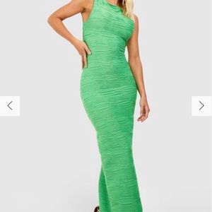Boohoo Green Textured Dress